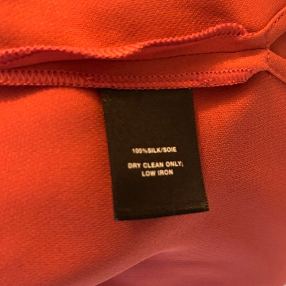 Lafayette 148 New York Emory 100% Silk Ruffle Sleeve Blouse Coral Pink Large - Picture 4 of 4